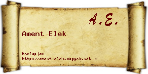 Ament Elek névjegykártya